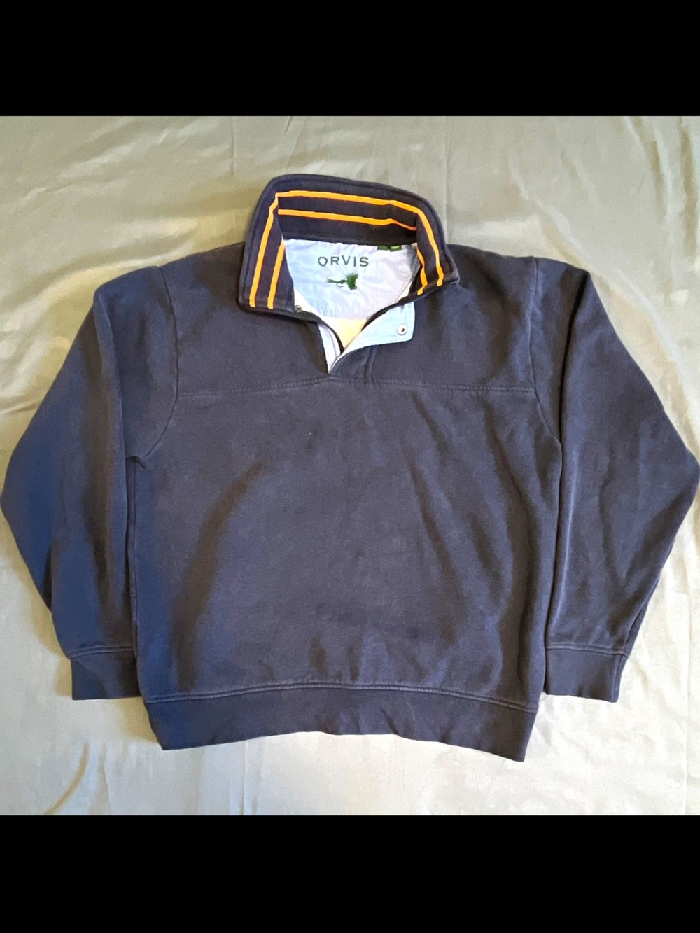 Orvis Men's L Navy Fleece 1/4 Zip Pullover Sweatshirt